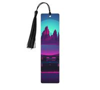 Retrowave Pictures Wooden Bookmarks 5pcs with Black Tassels Handmade Double-Sided Printed Book Marks Page Markers Book Accessories Gift for Book Lovers Women Men