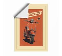 Retrowave Vespa Vintage Unframed Wall Art Print A4 (29.7×21cm), Wall Decor for Living Room, Bedroom, Office & Home, Art Gift