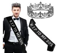 Retrowavy Rip to My 20s Sash with Black Crown, Funeral Decoration for Men's 30th Birthday Decor for Women's 30th Birthday Party