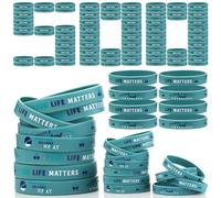 Retrowavy Suicide Prevention Awareness Bracelets Silicone Wristbands Teal Purple Ribbon Support Bracelets Suicide Awareness for Women Men Teen Mental Health Care Activities Supplies (500 Pcs)