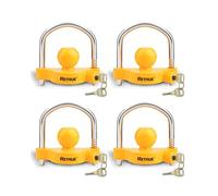 RETRUE Universal Coupler Lock Trailer Locks Ball Hitch Trailer Hitch Lock Adjustable Security Heavy-Duty Steel Fits 1-7/8 Inch, 2 Inch, 2-5/16 Inch Couplers, Yellow, Lightweight (4 Pack Keyed Alike)