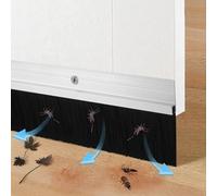 Retsun Set of 3 Door Brush Seal Strip - 53mm (2.1") W x 880mm (34.6") L, Silver Aluminium Frame with Durable Black PP Brush Bristles, Draught, Dustproof, Weatherproof & Pest Control（3cm, 3)