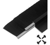 Retsun Set of 3 Dual-Layer Door Brush Seal Strips - 61mm x 880mm / 2.4" W x 34.6" L, Aluminium Screw-On Gap Blocker with PP Bristles for Wide Gaps, Draught, Dust & Insect Protection, Black（Dual1.5,3）