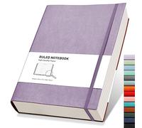 RETTACY A4 Lined Notebook College Ruled/Thick Journal - Extra Large Softcover Composition Notebooks with 2 Free Sticky Notes 320 Pages,Faux Leather, Inner Pocket 21.5 x 27.9cm - Purple