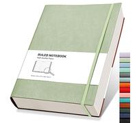 RETTACY A4 Lined Notebook, Leather Softcover Journal, 320 Pages, LightGreen
