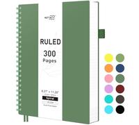 RETTACY A4 Notebook, Notepad, Wirebound Spiral Notebooks 300 pages/150 Sheets for Writing,100gsm College-Ruled Paper, Retro PVC Cover, for Women Men Work Office School,21.5 x 27.9cm - Dark Green