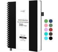RETTACY A4 Spiral Notebook, Lined Notepad, 300 Tear-Out Pages, Black