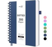 RETTACY A5 Dotted Notebook, Bullet Dot Grid Journal, Wirebound Spiral Notebooks 300Pages /150 Sheets for Writing,100gsm, PVC Hardcover, for Women Men Work Office School, 14.5 x 21cm - Navy blue