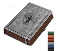 RETTACY A5 Dotted Notebook, Leather Hardcover Journal, 320 Pages, Gray