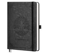 RETTACY A5 Graph Notebook, Leather Hardcover Journal, 192 Pages, Black