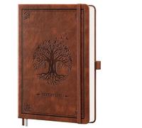 RETTACY A5 Graph Notebook, Leather Hardcover Journal, 192 Pages, Brown