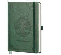 RETTACY A5 Graph Notebook, Leather Hardcover Journal, 192 Pages, DarkGreen