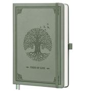 RETTACY A5 Graph Notebook, Leather Hardcover Journal, 192 Pages, Lt Green