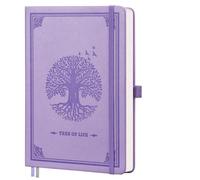 RETTACY A5 Graph Notebook, Leather Hardcover Journal, 192 Pages, Lt Purple