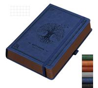 RETTACY A5 Graph Notebook, Leather Hardcover Journal, 320 Pages, Blue