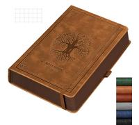 RETTACY A5 Graph Notebook, Leather Hardcover Journal, 320 Pages, Camel
