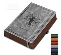 RETTACY A5 Graph Notebook, Leather Hardcover Journal, 320 Pages, Gray