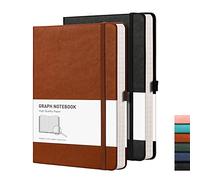 RETTACY A5 Lined Notebook - 2-Pack, 192 Page 100gsm Journal with Leather Hardcover, College Ruled Notepad for Men Women Office School Travel - Black & Brown