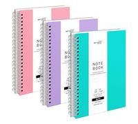 RETTACY A5 Spiral Notebook 3 Pack, Wirebound Colorful Notebooks 80sheets/160 Pages for Writing,100gsm College-Ruled Paper, Flexible Plastic Cover, for Women Men Work Office School,14.5 x 21cm