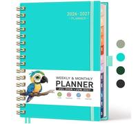RETTACY Academic Planner 2026-2027, Weekly and Monthly, Medium Size (5.7" x 8.3"), July 2026 - June 2027, for Women, Teacher, Student, School, 12-Month Tabs, Flexible Plastic Cover (Tiffani Blue)