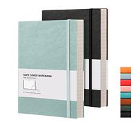 RETTACY B5 College Ruled Notebook 2 Pack - Softcover Composition Notebooks 408 Numbered Pages for Writing, 100gsm Lined Paper, for Women Men Work School, 19 x 25 cm - Black GrayBlue