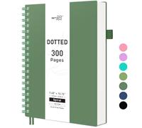 RETTACY B5 Dotted Notebook, Bullet Dot Grid Journal, Wirebound Spiral Notebooks 300Pages /150 Sheets for Writing,100gsm, Flexible Plastic Cover, for Women Men Work Office School,19 x 25 cm - Darkgreen