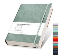RETTACY B5 Lined Notebook, Leather Softcover Journal, 320 Pages, Gray Blue | Notepad for Men Women, 100 GSM Thick Ruled Paper, for School Office Writing - 19 × 25 cm