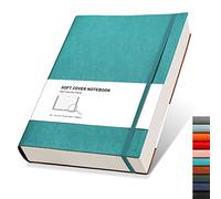 RETTACY College Ruled Notebook - 320 Numbered Pages Large B5 Lined Journal Notebook, 100gsm Thick Lined Paper, Faux Leather Softcover, for Women Men Work School, 19 x 25 cm-Cyan