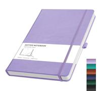 RETTACY Dotted A4 Notebook Journal -192 Pages Note Book for Bullet, Hardcover Leather Notepad with Pen Loop for Women Men Work Office School (21.5 x 27.9cm)-Light Purple
