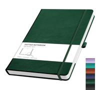 RETTACY Dotted A4 Notebook Journal -192 Pages Note Book for Bullet, Hardcover Leather Notepad with Pen Loop for Women Men Work Office School (21.5 x 27.9cm)-Dark Green