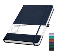 RETTACY Dotted A4 Notebook Journal -192 Pages Note Book for Bullet, Hardcover Leather Notepad with Pen Loop for Women Men Work Office School (21.5 x 27.9cm)-Blue