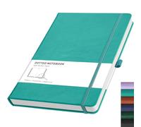 RETTACY Dotted A4 Notebook Journal -192 Pages Note Book for Bullet, Hardcover Leather Notepad with Pen Loop for Women Men Work Office School (21.5 x 27.9cm)-Cyan