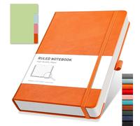 RETTACY Dotted Journal, A5 Dotted Notebook 192 Pages for Women Men Work Office School, 100 GSM Thick Paper, Leather Hardcover, Pen Holder, Bookmark, Inner Pocket and Banded, 14.8X21 cm - Orange