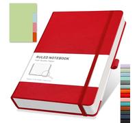 RETTACY Dotted Journal, A5 Dotted Notebook 192 Pages for Women Men Work Office School, 100 GSM Thick Paper, Leather Hardcover, Pen Holder, Bookmark, Inner Pocket and Banded, 14.8X21 cm - Red