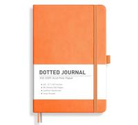 RETTACY Dotted Journal Notebook, 192 Pages, A5 Medium Size (5.7'' x 8.3''), Leather Hardcover, 100 GSM Thick Paper, for Journaling, Planning, Tracking (Orange)