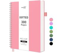 RETTACY Dotted Notebook A4, Bullet Dot Grid Journal, Wirebound Spiral Notebooks 300Pages /150 Sheets for Writing,100gsm, Flexible Plastic Cover, for Women Men Work Office School, 21.5 x 27.9cm - Pink