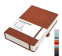 RETTACY Lined Journal Notebook - A5 Note Book Hardcover Thick Notepad 320 Numbered Pages for Writing,100gsm Lined Paper, Leather Hardcover, for Women Men Work Office School,14.5 x 21cm - Brown