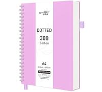 RETTACY Notebook A4 Dotted, Bullet Journal Spiral Notebook with 300 Pages, Soft Cover Ring Binder 100 g/m² Thick for Women Men Work Office School 14.5 x 21 cm - Purple