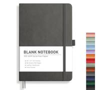 RETTACY Notebook A5, Blank Journal, Hardcover Notepad, 192 Pages, Gray | Leather Hardcover Note book, 100GSM Thick Plain Paper,with Pen Loop for Writing Sketching Office School Use - 14.8×21 cm