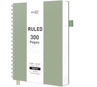 RETTACY Spiral Notebook B5, Lined Journal, PVC Cover, 300 Pages, LightGreen