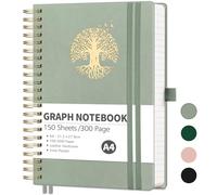 RETTACY Squared Paper Notebook A4-Thick Grid Graph Paper Journals for Women, Notepad 300 Pages 100gsm for Travel,Sketching,Bookmark,Sticky Notes,NoteTaking 21.5 x 27.9cm - LightGreen