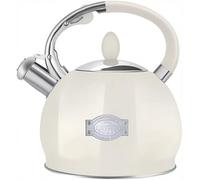 RETTBERG Tea Kettle for Stovetop Induction Whistling Tea Kettles 2.64 Quart Retro Food Grade Stainless Steel Teapots with Cool Touch Handle Cream