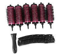 RETTI 6pcs/set 3 Sizes Round Hair Brush Set Detachable Handle Hair Roller Brush with Positioning Clips Aluminum Ceramic Barrel Curler Comb Hairdresser, Small Medium Large