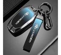 RETTYAT Car Key Cover for Citroen C3 Aircross 2017-2021, Key Fob Cover Remote Protective Key Case Leather Key Fob Protector with Keychain Key Fob Case Shell Replacement Key Fob Holder,A-Blue