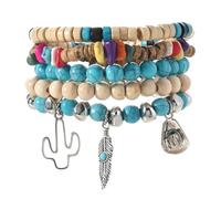 RETUOLWAG Adjustable Handmade Coconut Shell Wood Beads Turquoise Stone Wrist Accessories For Music Festival Stylish Unisex Hand Jewelry
