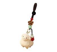 RETUOLWAG Solid Wood Carved Lamb Keyring Miniature Sheep Figurine Desk Ornaments Decorative For Home Office Animal Themed Home Statue