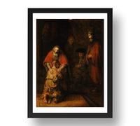return of prodigal son by Rembrandt, vintage art, reproduction print in A2(24x17") Black Frame