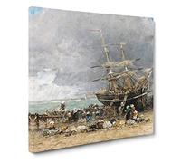 Return Of The Terre Neuvier by Eugene Boudin Canvas Print | Gallery Wrapped 30mm Frame Wall Art | 14x14 inches | Ready to Hang | Classic Picture | Living Room Bedroom Lounge Office