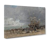 Return Of The Terre-Neuvier By Eugene Boudin Canvas Print | Gallery Wrapped 30mm Frame Wall Art | 30x20 inches | Ready to Hang | Contemporary Picture | Living Room Bedroom Lounge Office