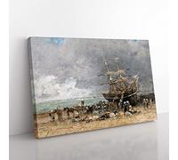 Return Of The Terre Neuvier By Eugene Boudin Classic Painting Canvas Wall Art Print Ready to Hang, Framed Picture for Living Room Bedroom Home Office Décor, 50x35 cm (20x14 Inch)